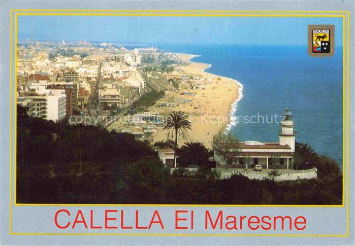 CALELLA el Maresme ES Leuchtturm Strand Stadtansicht Maresme Kueste Haeuser