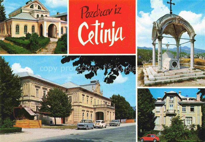 Cetinje Cetigne Montenegro Palast Kirche Denkmal-Pavillon Villa Strasse Autos Hi