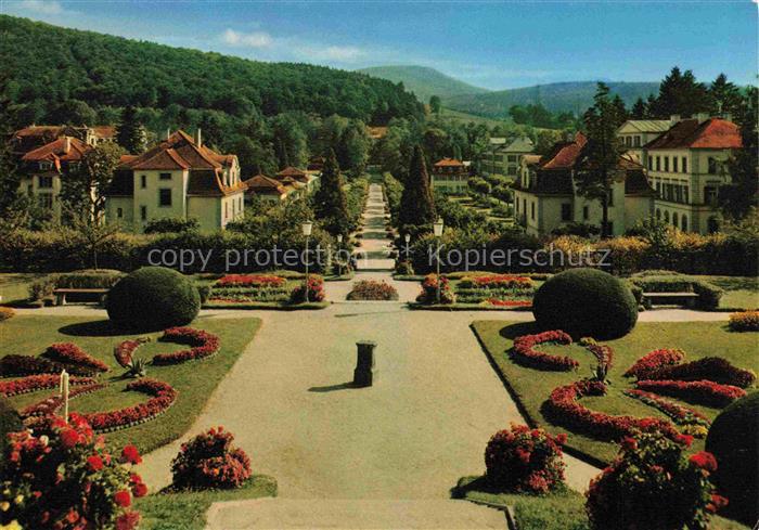 Bad Brueckenau Bayern Fuerstenhof Kurpark Garten Blumenbeete Hecken Villen Kurpr