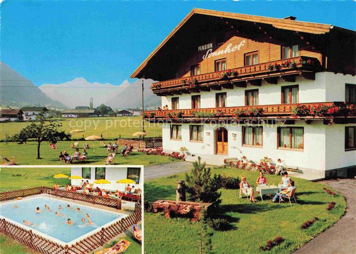 Flachau AT Pension Sonnhof Pool Bergpanorama Sommerwiese Balkon Alpenblick Mehrb