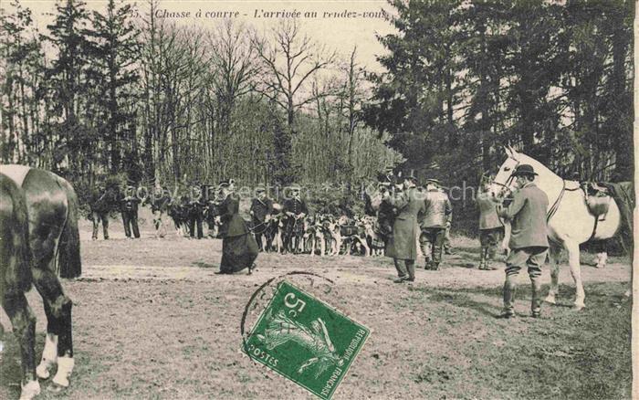 Jagd Chasse Hunting-- Arrivee au rendez vous Pferde