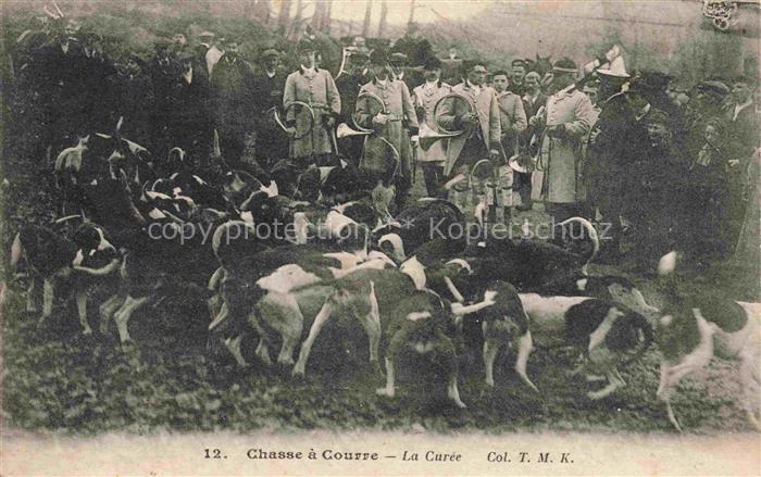 Jagd Chasse Hunting-- La Curee Hunde