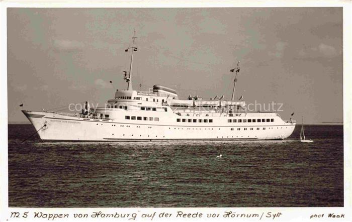 Dampfer Oceanliner M.S. Wappen Hamburg Reede vor Hoernum Sylt