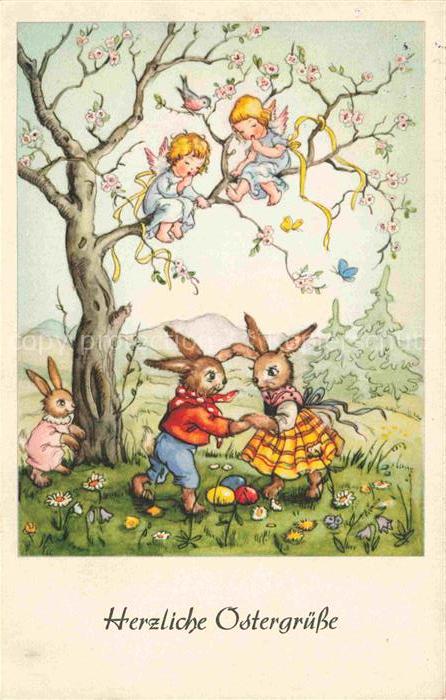 Ostern Easter Paques Pasqua-- Hasen Kinder Engel