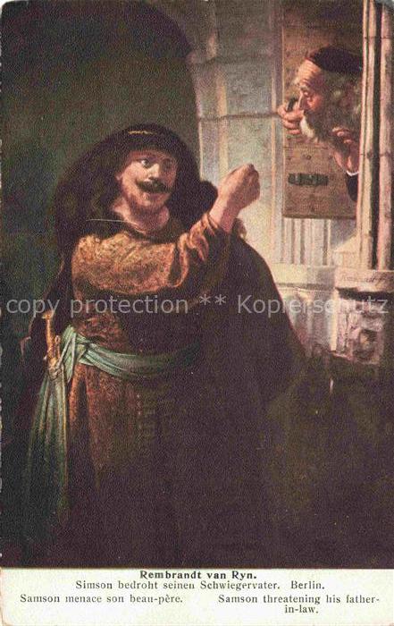 REMBRANDT van Rijn (1606-1669) Kuenstlerkarte Simson Schwiegervater Berlin
