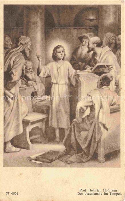 HOFMAN Heinrich Prof. Kuenstlerkarte Der Jesusknabe im Tempel