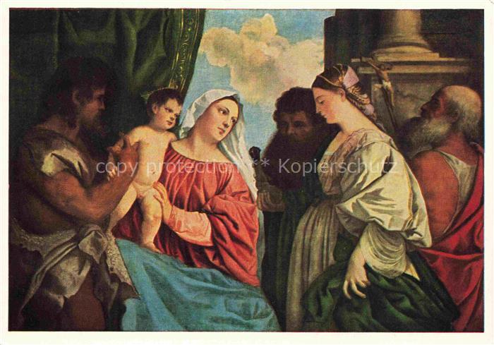 TIZIAN (1489-1576) Kuenstlerkarte Maria mit dem Kind vier Heilligen