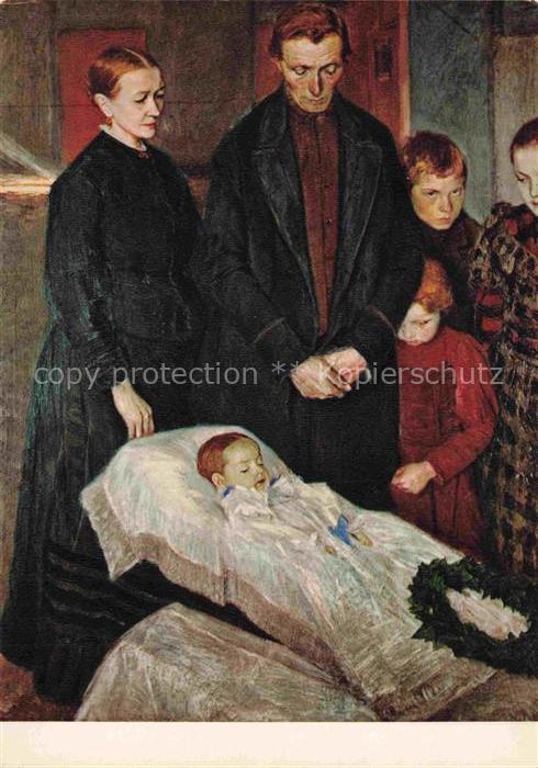 MACKENSEN Fritz Kuenstlerkarte Trauende Familie Bremen