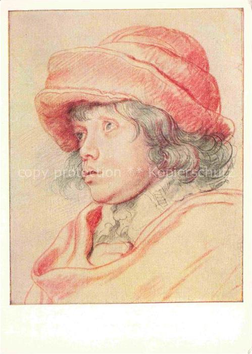 RUBENS Paul-Peter Pierre-Paul (1577-1640) Kuenstlerkarte Kinderkopf Antwerpen