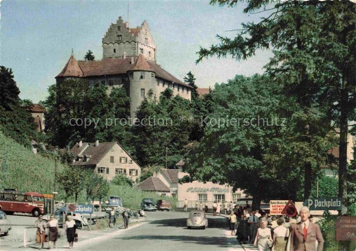 Brezelfenster VW Kaefer Meersburg am Bodensee Schloss vom Faehrenhafen