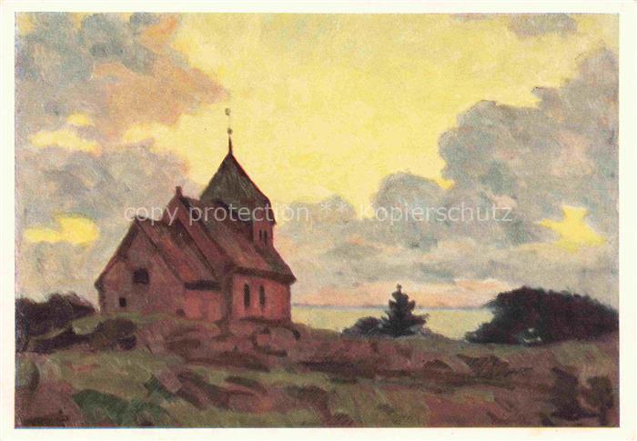 JOHANNSEN A. Kuenstlerkarte Husum Kirche in Schobuell
