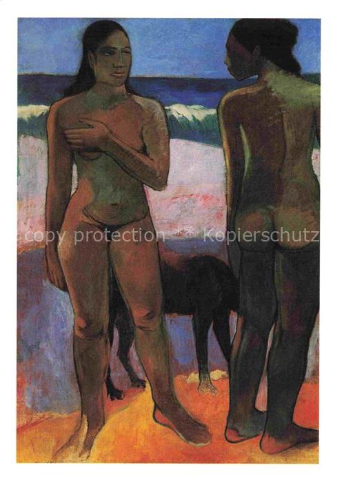 GAUGUIN Paul (1848-1903) Kuenstlerkarte Zwei Haitianerinnen am Strand