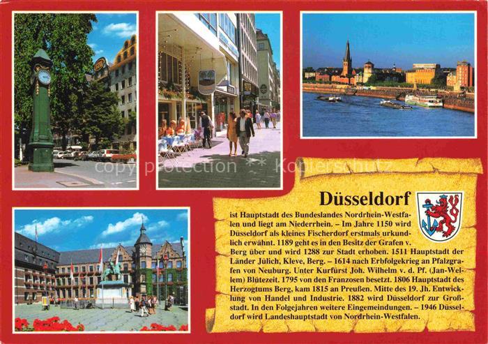 Chronik-AK Duesseldorf Stadtuhr Koenigsalle St Lambertus Schlossturm Rathaus