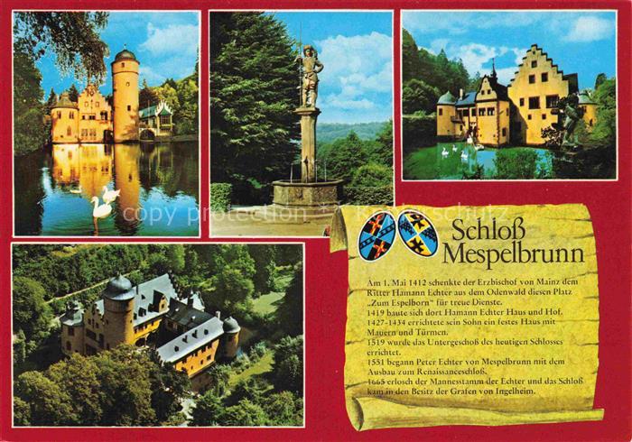 Chronik-AK Schloss Mespelbrunn Garten Ingelheim