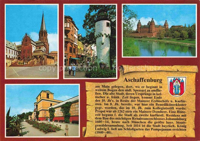 Chronik-AK Aschaffenburg Stiftkirche Schloss Johannisburg