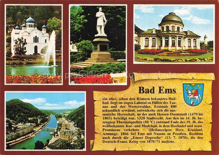 Chronik-AK Bad Ems Russische Kirche Lahnbwaerts Kurhaus