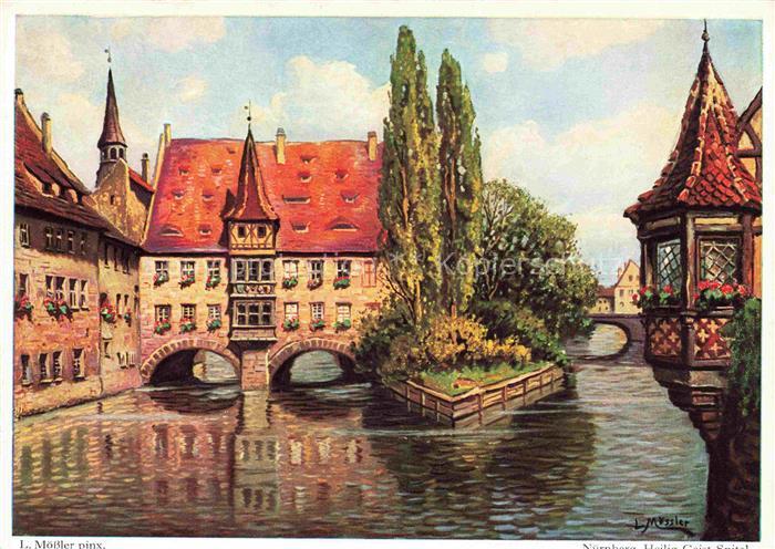 MoessLER Ludwig Moessler Ludwig (1902-1949) Kuenstlerkarte Alt Nuernberg Heilig