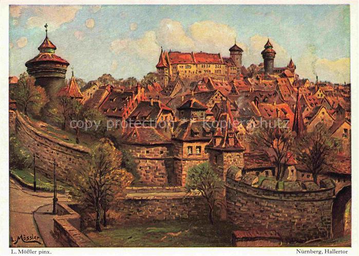 MoessLER Ludwig Moessler Ludwig (1902-1949) Kuenstlerkarte Alt Nuernberg Hallert