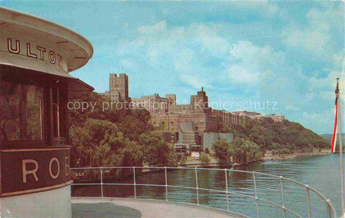 NEW YORK City USA Approaching West Point Hudson River Dayline Steamer Robert Ful