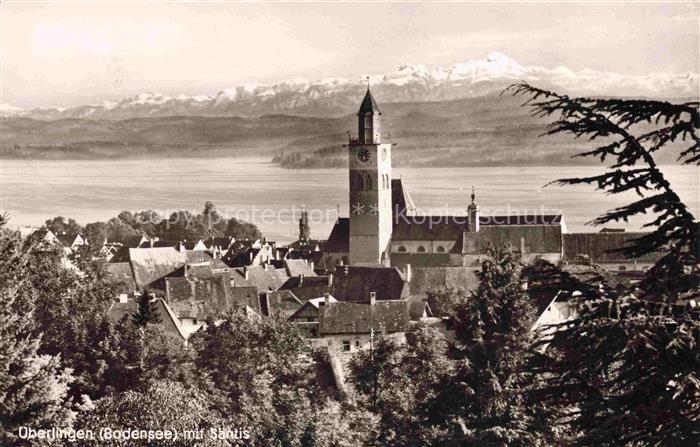 ueberlingen Bodensee BW Panorama mit Kirche und Saentis