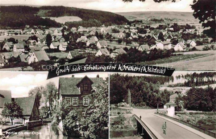 Wrexen Diemelstadt Waldeck Hessen Panorama Partie an der Orpe Bruecke
