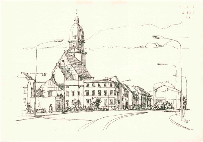 Waren Mueritz Langestrasse mit Marienkirche