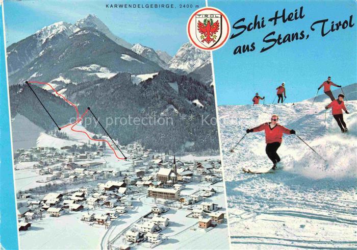 Stans Tirol AT Karwendelgebirge Panorama Ski Heil
