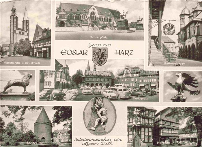 GOSLAR Harz Niedersachsen Marktkirche und Brusttuch Kaiserpfalz Rathaustreppe Ma