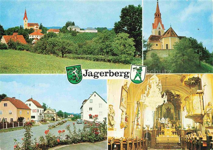 Jagerberg Steiermark AT Panorama Kirche Inneres Strassenpartie