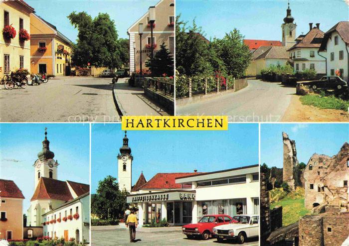 Hartkirchen Eferding Oberoesterreich AT Strassenpartien Kirche Bank Ruine
