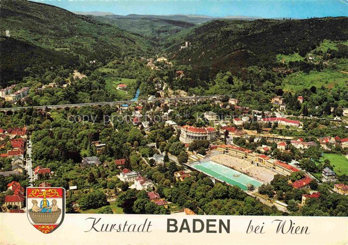 Baden  Wien AT Thermalstrandbad mit Helenental Fliegeraufnahme