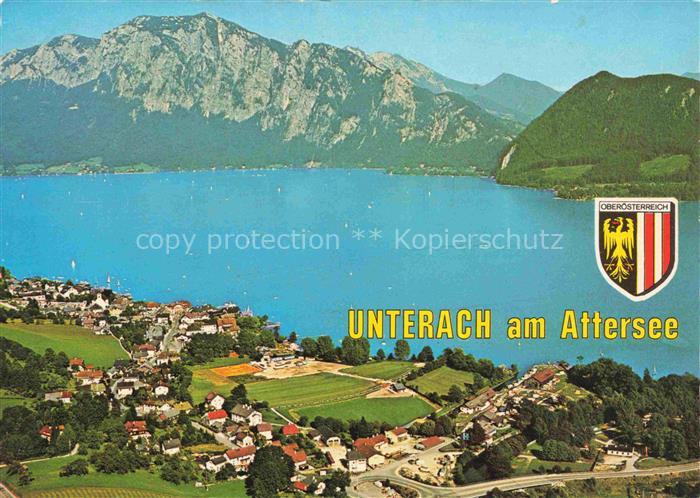 Unterach Attersee Oberoesterreich AT Fliegeraufnahme mit Hoellengebirge