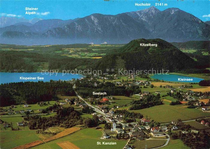 St Kanzian Klopeiner See Kaernten AT Fliegeraufnahme mit Kleinsee Seelach Kitzel