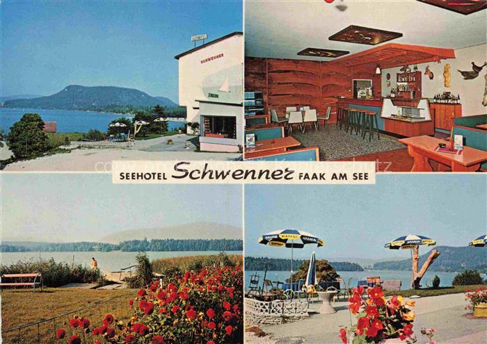 Faak am See Finkenstein Seehotel Schwenner Gastraum Bar Strand Terrasse