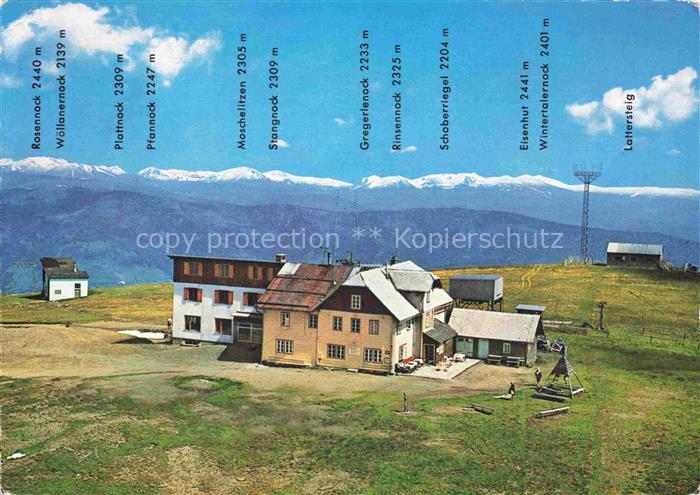 Gerlitzen-Gipfelhaus 1911m Arriach Kaernten AT mit Blick auf das Nockgebiet