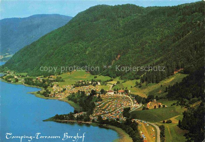 Ossiach Ossiachersee Kaernten AT Camingplatz Berghof Fliegeraufnahme