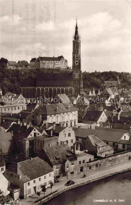 LANDSHUT  Isar Stadtpanorama mit Kirche