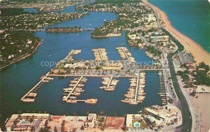 Fort Lauderdale Florida USA Air view of Bahia Mar Yacht basin Venice of America