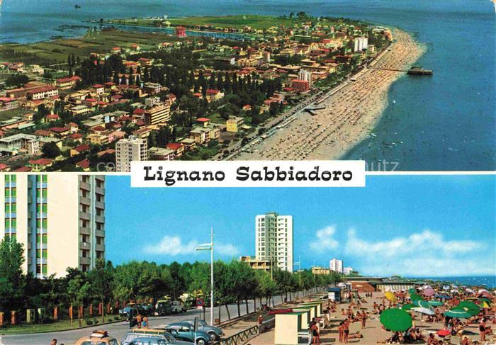 LIGNANO  Sabbiadoro Veneto IT Veduta aerea Lungomare Spiaggia