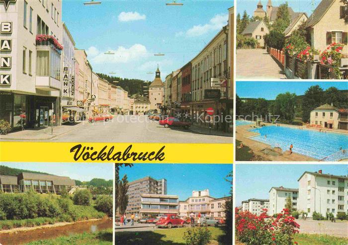 Voecklabruck Oberoesterreich Hauptstrasse Zentrum Teilansichten Freibad Wohnsied