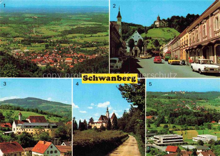 Schwanberg Steiermark AT Panorama Hauptplatz Moorbad Schloss Hollenegg Hauptschu