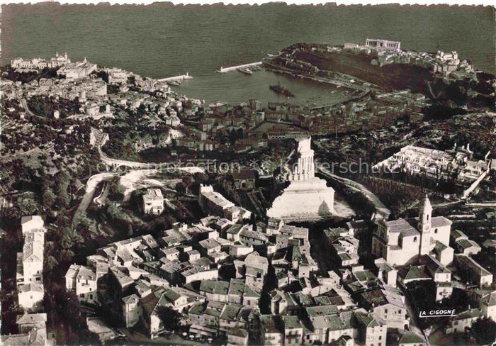 MONACO Vue générale de la principauté la Turbie et Tour d'Auguste vue aérienne