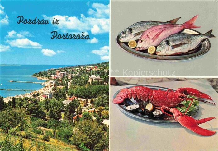 Portoroz Portorose Piran Istrien Slovenia Panorama Meeresfruechte