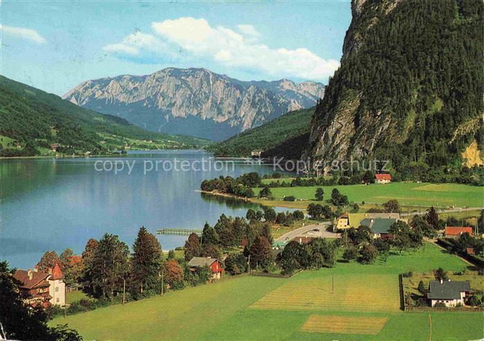 Scharfling St Lorenz Mondsee Voecklabruck Oberoesterreich AT Panorama Badeort So