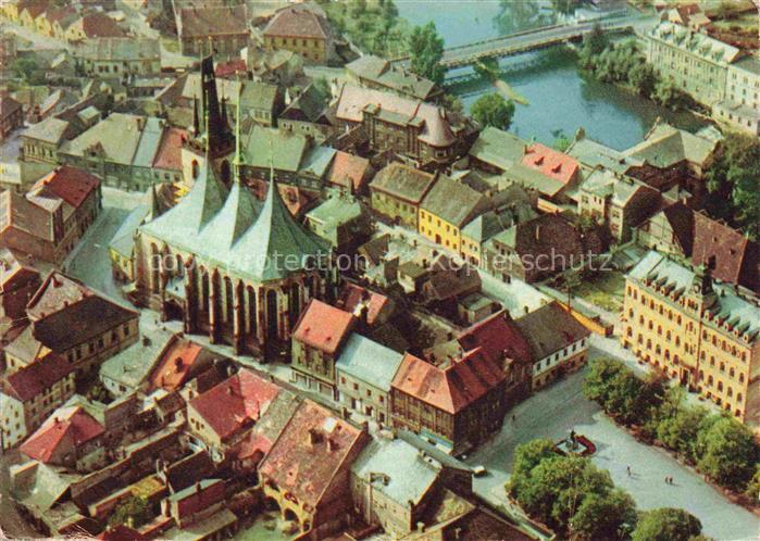 Louny Laun CZ Letecky pohled na lounsky chrám sv. Mikulase