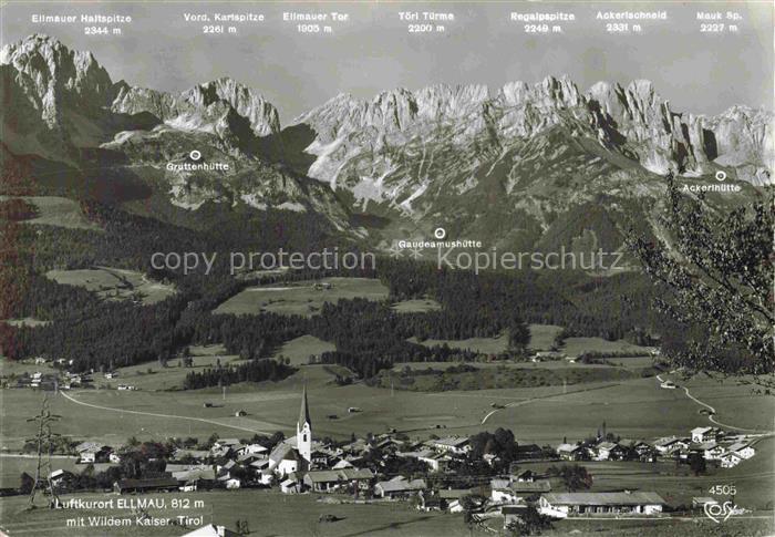 Ellmau Elmau Tirol AT Panorama Luftkurort mit Wildem Kaiser