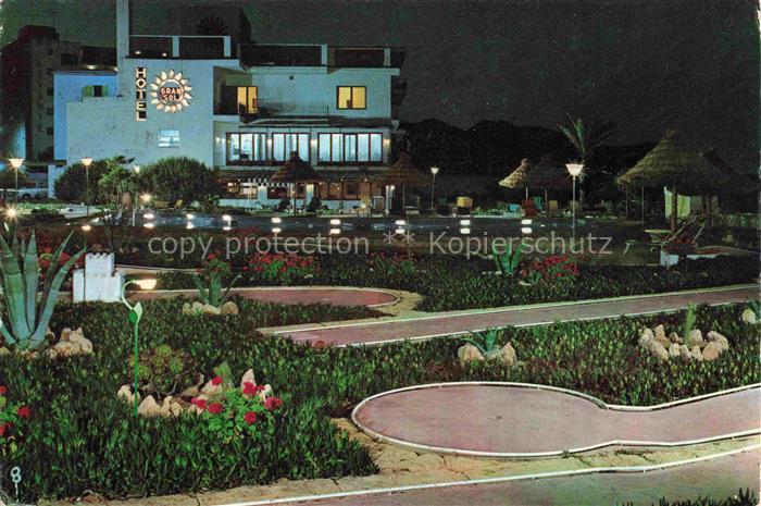 Cala Bona Son Servera Mallorca ES Hotel Gran Sol Minigolf Nachtaufnahme