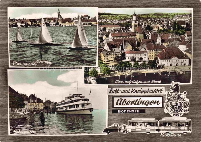ueberlingen Bodensee BW Stadtbild mit Kirche Hafen Luftaufnahme Segeln Kurbaehnl