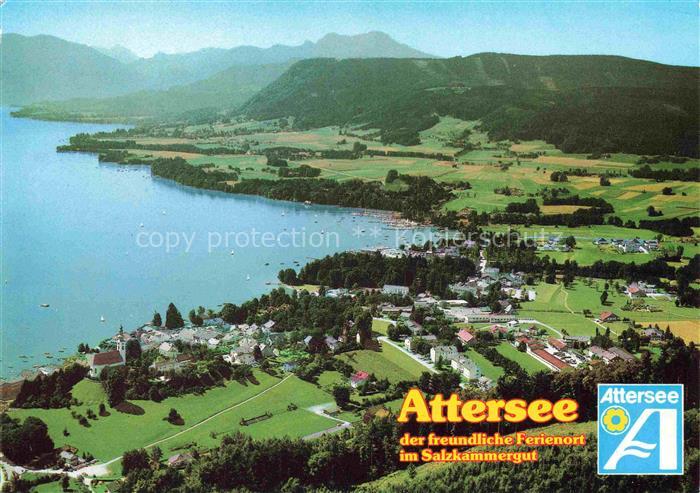 Attersee Panorama Ferienort mit Schafberg