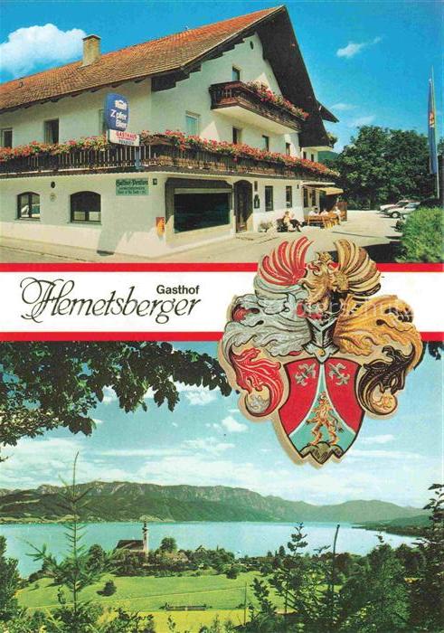 Abtsdorf Attersee Oberoesterreich AT Gasthof Pension Hemetsberger Panorama Wappe